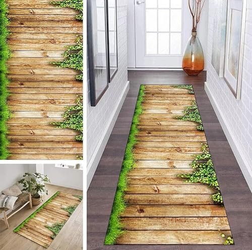 Teppich Läufer Flur rutschfest 3D Holzmaserung Korridor Teppichläufer Waschbar Modern Küche Schlafzimmer Wohnzimmer Läufer Teppich Breite 40cm/ 50cm/ 60cm/ 70cm/ 80cm/ 90cm/ 100cm ( Size : 100x300cm )