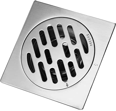 Grille de Siphon de Sol Carré, Siphon Anti Odeur Salle de Bain Au Sol, Drain de Sol de Douche Anti Odeur avec Couvercle Amovible, Couvercle de Siphon de Sol en Acier Inoxydable(Modèle 2)
