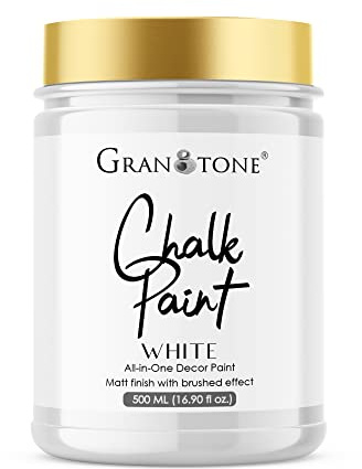 GRANOTONE Chalk Paint Matt Finish Water Based Acrylic Paint 16 fl oz 500 ml White Colour for Furniture Wood Walls Metal Glass Paper Fabric Canvas Maximum Coverage for Kids and Adults Made in India