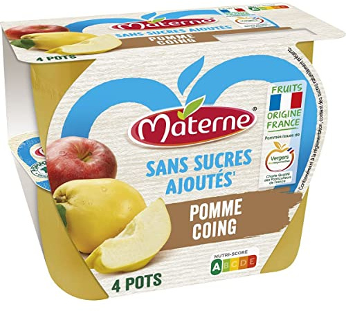Set di 6 pezzi *** MATERNE Coupelles mela de France mela cotogna senza zuccheri aggiunti 4 x 100 g*** o un formato cartone di 6 unità***