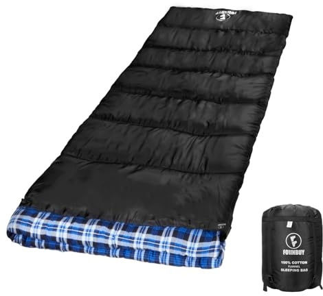 FORINBUY Sac de Couchage en Flanelle de Coton pour Adultes, XL 3-4 Saisons imperméable à l'eau Garder au Chaud Sac de Couchage, Camping en Plein air par Temps Froid