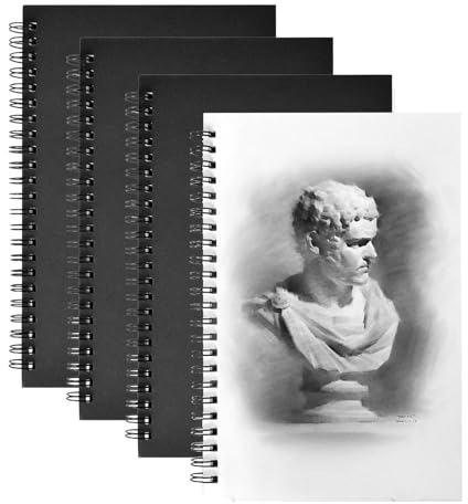 Skizzenbuch für KüNstler, 4 Stück Sketchbook, Spiralgebundenes Skizzenbuch, A5 Skizzenbuch FüR Kinder Und Profis für Zeichnungen und Skizzen(21 * 14cm)