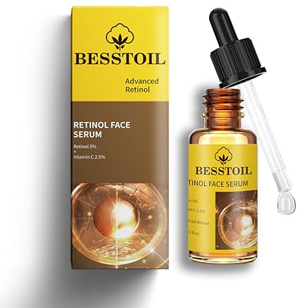 Retinol Serum für Gesicht, hochfestes Anti Aging Serum mit 5% Retinol-2.5% Vitamin C Hervorragende synthetische Wirkung zur Reduzierung von Falten und dunklem Kreis (30ml)