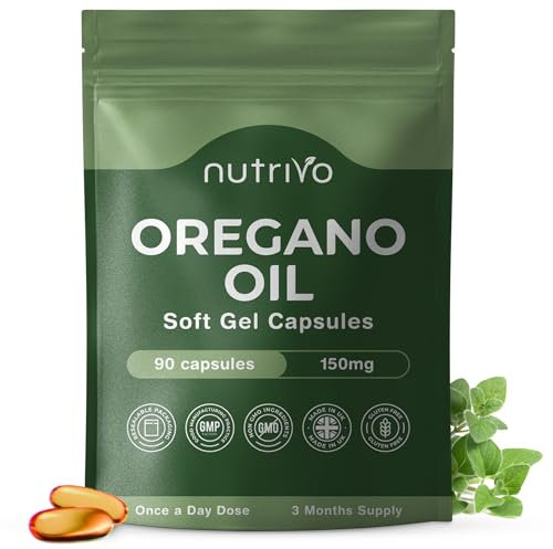 Oregano Oil Capsules | High Strength Oil of Oregano - 150mg Per Soft Gel | High Carvacrol Content | Immune & Digestive Support | Cold Pressed, Non-GMO & UK Made