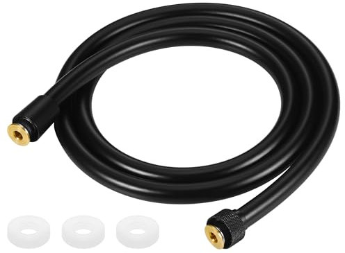Zocipro Flessibile Doccia Nero 1.5M, Tubo Doccia in PVC con Connettore In Ottone, Bagno Doccia Antigroviglio Antipiega Doccetta di Ricambio a Tenuta Cromato, Attacco Universale G1/2