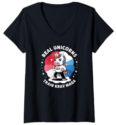 Damen Echte Einhörner trainieren Krav Maga T-Shirt mit V-Ausschnitt