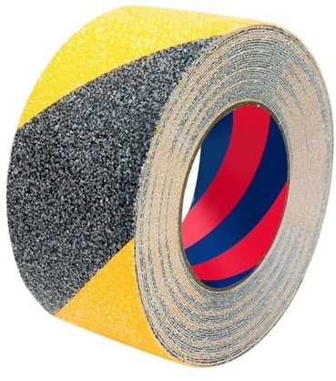 Duccinp Schwarz-Gelb Antirutsch Klebeband Streifen mit Selbstklebend, 5 cm x 10 m Treppe Stufen Band Kleber Rutschfest Klebeband, Hohe Traktion Pad für Bodenbelag innen- und Außenbereich