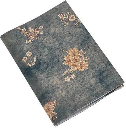 FINGERINSPIRE Protège-Livre en Tissu Ajustable Par Marquage à Chaud Protège-Livre en Tissu Gris Lavable à Motif de Fleurs Convient Aux Livres de Poche Format A5 Aux Journaux Aux Livres et Aux Romans