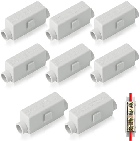 Durchgangsverbinder, 8 Stück Hauptleitungsabzweigklemme, 2 polig 100A 1000V Stoßdraht-Klemmblock für 2,5-16mm² Kabelverbinder Klemmleiste Doppelschrauben Klemmblock für Elektroinstallation