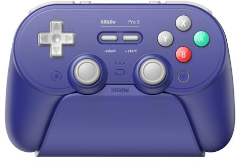 8Bitdo Pro 3 Bluetooth Controller for Switch/Switch 2 – TMR Joysticks, Swappable ABXY Buttons, Pro Back Buttons, Charging Dock, Hall Effect Triggers, for Windows, Apple, SteamOS, Android - Purple