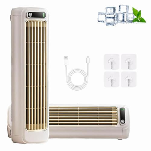 Sherum Rafraichisseur d'Air Silencieux Portable Serum Rafraîchisseur Mini Shirem Rafraichisseur 3 Vitesses Avec Affichage LED Rechargeable Convient Pour La Maison (Blanc)