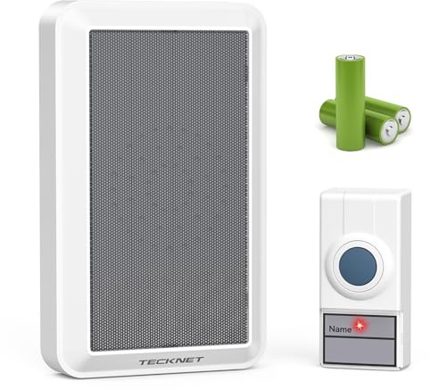 TECKNET Wireless Doorbell, 130dB Loud Wireless Battery Doorbell, IP65 Waterproof Door Bells Wireless Cordless with 400M/1312ft Long Range and 38 Melodies, Ideal for Hard of Hearing or Elderly (White)