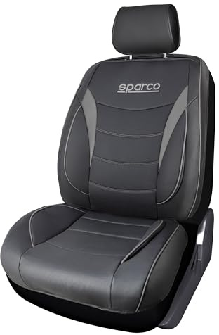 Sparco Funda de Asiento Delantero Premium 3D, Amazon Exclusive, PVC con Acolchado de Espuma 5 mm, Juego de 3 Piezas, Universal y Fácil de Limpiar