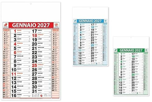 100 Pezzi Calendario da Muro 2027 Olandese con Note e Numeri Grandi – Trimestrali Maxi 28,8x47 cm, Carta Patinata, Made in Italy – Ufficio e Casa