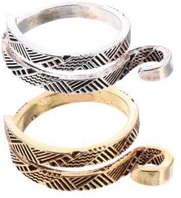 DOITOOL 2 piezas Anillos de Metal para Ganchillo Guías de Hilo Resistentes y Duraderas Anillos Creativos para Tejer de Colores Plata y Dorado Herramientas Manuales para Mantener Tensión