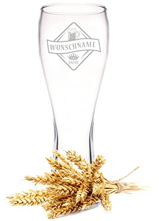 Leonardo Weizenglas mit Gravur - Bierkenner 2.0 - Personalisiert mit Namen & Geburtsjahr - Geschenk für Papa auch als Vatertagsgeschenk 0,5l Bierglas Weizenbierglas als Geburtstagsgeschenk für Männer