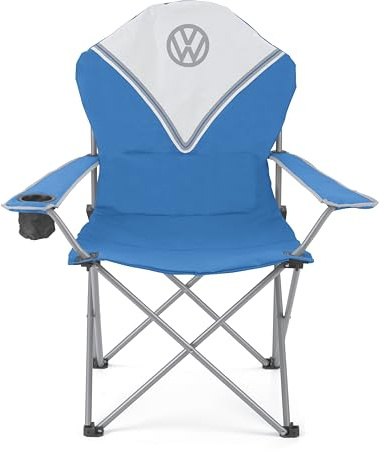 Board Masters VW Collection - Volkswagen Faltbarer Camping-Stuhl Deluxe mit Tragetasche im T1 Bulli Bus Design 105 cm (Blau/Classic Bus)