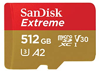 SanDisk Extreme 512GB microSDXC Memory Card + SD Adapter with A2 App Performance + Rescue Pro Deluxe, up to 160MB/s, Class 10, UHS-I, U3, V30
