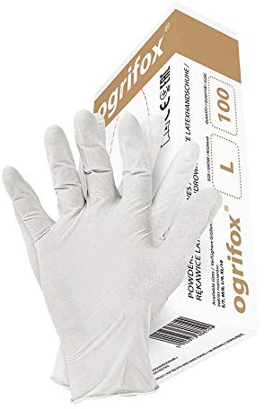 Ogrifox OX-Lat_Xl Latexhandschuhe, Schutzhandschuhe, Arbeitshandschuhe, OX.11.358, Weiß, XL Größe, 10 Paar
