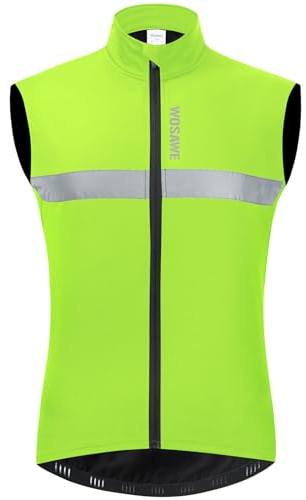 WOSAWE Rad Fleeceweste Winter Herren Ärmellos Radsport Trikots Reflektierend Winddicht Shirts (Grün XL)