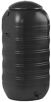 250L Slimline Water Butt Kit, Black Rain Barrel Collector UK, Includes Tap & Lid, Stand and Diverter
