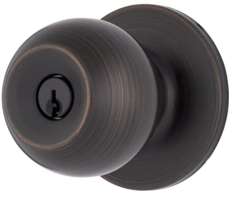 BRINKS Pomo de puerta de bola de entrada con llave de transición, bronce toscano, diseñado para hogares tradicionales y de transición y se mezcla perfectamente con decoración interior