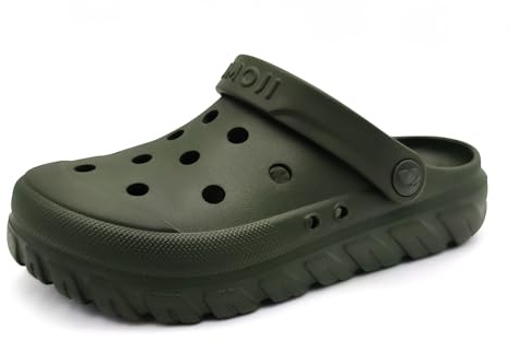 Amoji Garden Clogs Shoes Garden Shoes Gardening Shoes Summer Clogs Yard Shoes CL212 ArmyGreen Size 5.5-6 Women/4.5-5 Men