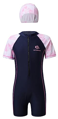 Alvivi Maillot De Bain Enfant Fille Combinaison De Natation Plongée Surf Bodysuit Anti UV Eté Maillot De Plage 2-16 Ans Bleu Marine L 9-10 Ans