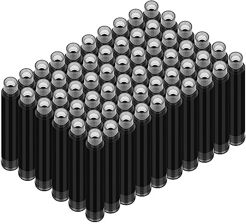 OFFCUP Cartuchos de Tinta Negros, 60 Cartuchos de Pluma Estilográfica Universales de 3,4 mm de Diámetro Interior, Cartuchos de Repuesto Cartuchos de Recarga de Tinta Compatibles con Plumas