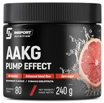 INSPORT Nutrition - AAKG Pump Effect - Arginine-Alpha-Ketoglutarat - Vitamine B6 - Conditionneur pré-entraînement - Sans sucre - 80 Portions - 240g Poudre - Goût: (Pamplemousse)