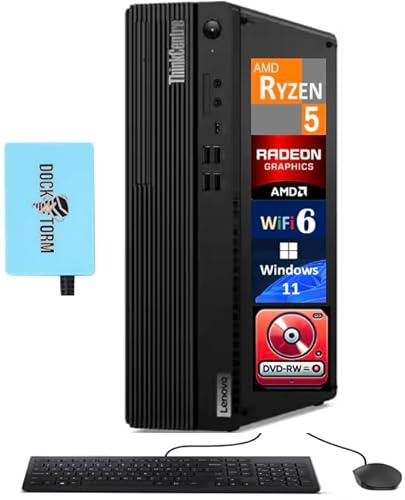 Lenovo ThinkCentre M75s SFF Ordinateur de bureau professionnel (AMD Ryzen 5 Pro 5650G, 32 Go DDR4, SSD PCIe 512 Go, DVD-R/W, WiFi 6, Bluetooth 5.1, RJ-45, Win11P) avec clé USB, souris USB et