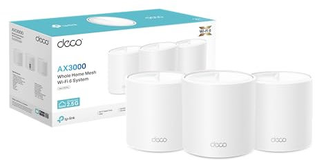 TP-Link Deco X50 Pro Mesh WLAN Set (3 Pack), Wi-Fi 6 AX3000 Dual Band Router & Repeater, 2X 2,5G Ports für Jede Einheit, empfohlen für Häuser mit 4-6 Schlafzimmern, Umfassender Jugendschutz, WPA3