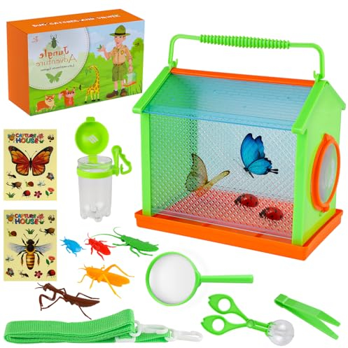 Bubuny Kit Explorador Niños, Aire Libre Aventura Juguetes, Kit de Exploración, Juego de Explorador para niños con Pinzas, atrapa Insectos, brújula, Lupa