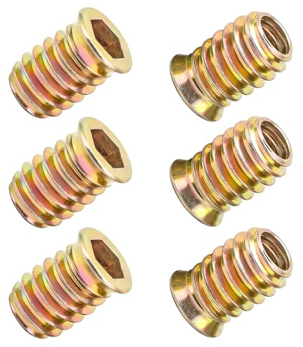Qrity 20 Pcs Threaded Insert, Hex Drive Threaded Inserts for Wood, Furniture Nuts, Hex Socket Drive M6x12mm, Wood Inserts