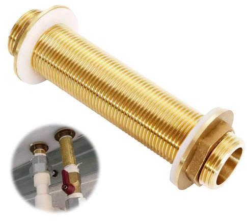 Racor de latón G1/2 de latón G1/2 para Manguera de Depósito de lluvia, con Juntas de Silicona, Conector de Tanque de Agua de Latón, Accesorio de Junta de Tubo para Barriles de Agua,Tono Dorado