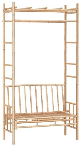 ULUYYUC Banc de tente à bière - Petit banc de jardin avec pergola - En bambou - Pour patio, parcs, balcon, jardin - 116 cm