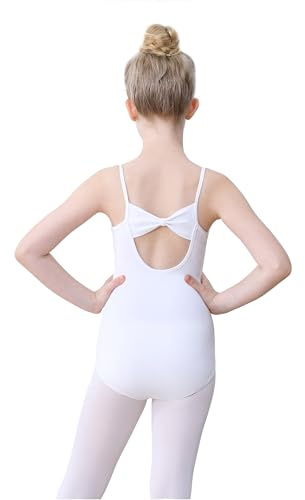 FONLAM Body da Danza Classica Balletto per Bambina Ragazze Body Ginnastica Artistica Bambina Cotone (9-10 anni, Bianco)