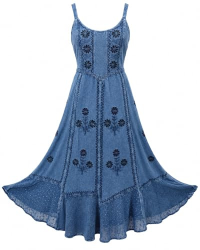 Doorwaytofashion Women Summer Maxi Rayon Dress Casual A-Line Sleeveless Spaghetti Adjustable Strap Floral Dress