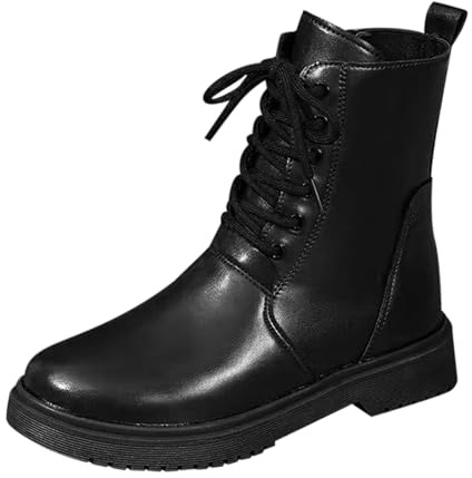 Botines clásicos con cordones para hombre, estilo combate, estilo retro, zapatos de moda para caminar diariamente, Black, 39 1/3 EU