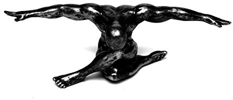 Brillibrum Figura decorativa moderna de diseño atleta deportista desnudo escultura en pose figura hombre musculoso decoración (variante 1 – plata)