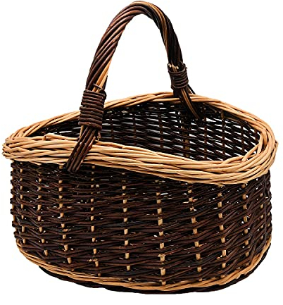MyBer® Einkaufskorb Rattankorb Weidenkorb Korb geflochten 41/33/21(38) cm. Stabiler Tragekorb aus Weide K1-202