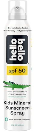 Hello Bello SPF 50 Kids Mineral Sunscreen Spray, Hypoallergenic Broad Spectrum UVA and UVB Protection, Reef Friendly and Water Resistant, 5 oz