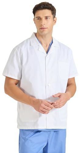 Misemiya - Blouse Blanche Chimie Unisexe Médicale et de Laboratoire - Pour Homme et Femme - Vêtement de Travail 8165 - Small, Blanc