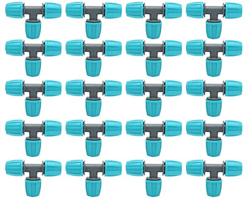 Raccord en T en Plastique, 20Pcs 16mm Raccord de tuyau d'irrigation en T pour Tuyau MDPE en Plastique pour Ferme Cour Jardin