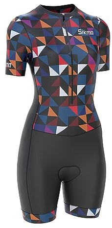 Dam, cykling, skinndräkt, kvinnor, vadderad onepiece, triathlondräkt, cykel, topp, kort, sublimerad design, kort overall, Triangel, XL