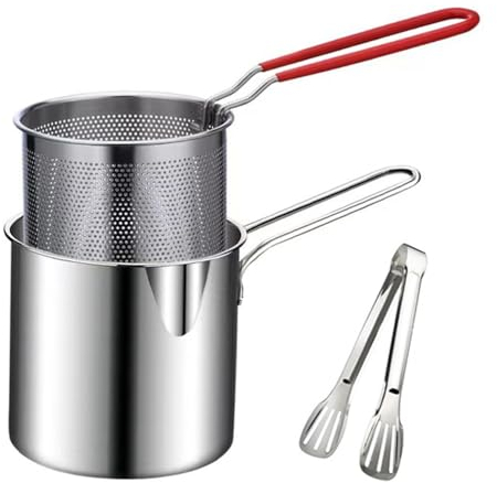 1 Set Stainless Steel Multifunctional Fryer - Stainless Steel Fryer Pot - Portable Mini Deep Fryer Pan - Griddle French Fry Chips Net Deep Fryer
