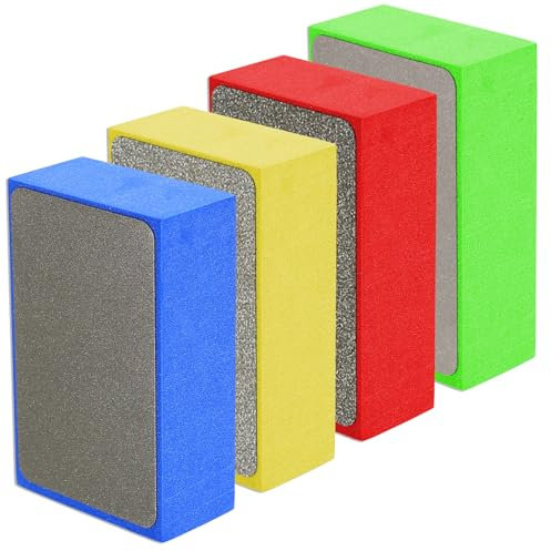 4x Tampons de Polissage à la Main en Diamant, Blocs de Ponçage en Béton, Cale a Poncer, Tampons Éponges de Ponçage pour Carrelage Porcelaine Pierre Céramique Granit Marbre Verre, 60# 100# 200# 400#