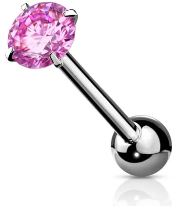 Piggklänning tungpiercing zirkon rund kirurgiskt stål 316L tunga och venompiercing, Surgical Steel