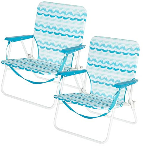 AKTIVE Pack 2 sillas Plegables de Camping, 50 x 51 x 67 cm, Estructura de Acero, Tejido Transpirable, reposabrazos Acolchados, con Posavasos Lateral, máx 110 kg, Funda de Transporte (85501)