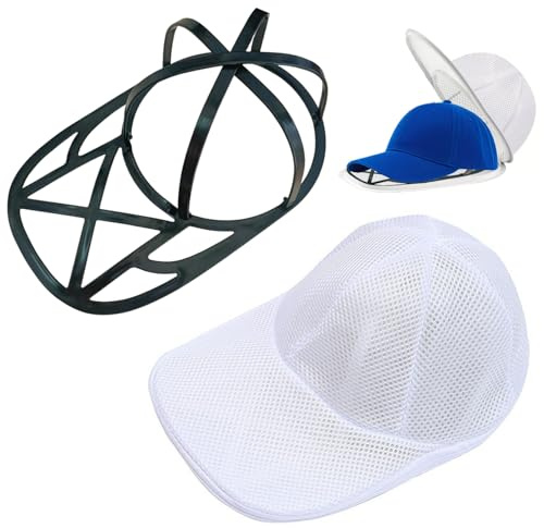 JURENEE Sándwich Sombrero Lavar Gorras, Estante Plegable para Limpieza de Gorras de Béisbol, Anti Deformación Cage Plegable para Gorras, Seguro e Inodoro, Adecuado para la Lavadora de Lavado